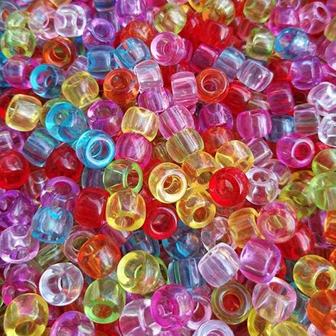 Rainbow Transparent Color Mixed Pony Beads for Friendship Bracelet Making Size 6x9mm 1000pcs...