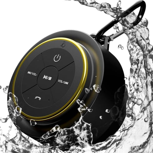 iFox Portable Bluetooth Shower Speaker, IPX7 Waterproof Outdoor Wireless Speaker, Built-in Mic, Carabiner, Beach, Camping, Hiking, Pool, Great Gif...