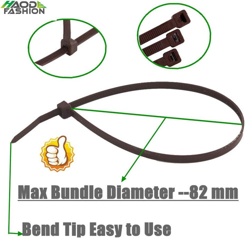 Strong Brown Zip Ties 12 Inch Wood Color Cable Ties Zip Tie, Heavy Duty Gardening Hand Tools Plants Ties 50 LBS Strength, 100 Pieces...