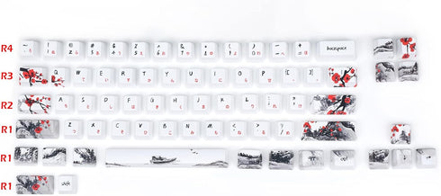 MOLGRIA Keycaps 71 Set for Gaming Mechanical Keyboard, Custom PBT OEM Profile Key caps Japanese Font with Keycap Puller for Cherry MX 71/61 60 Per...