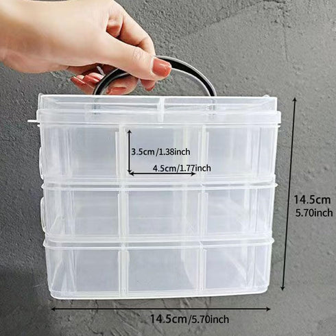 1PC 3-Tier Stackable Craft Storage Containers Plastic Jewelry Box Organizers with 18 Compartments for Bead,Earring,Necklace,Arts and Craft,Jewelry...