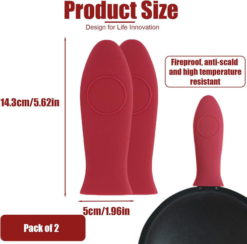 2 Pack Silicone Pan Handle Sleeve, Heat Resistant Cast Iron Skillet Handle Covers for Pots and Pans, Assist Handle Holder Grip for Kitchen Frying ...