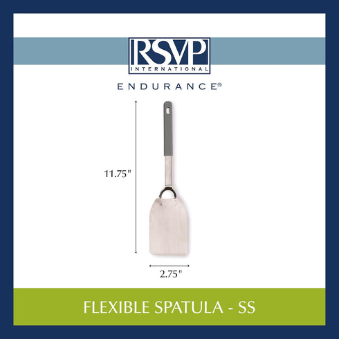RSVP International Endurance Kitchen Tool Collection Flexible Stainless Steel, Dishwasher Safe, Spatula...