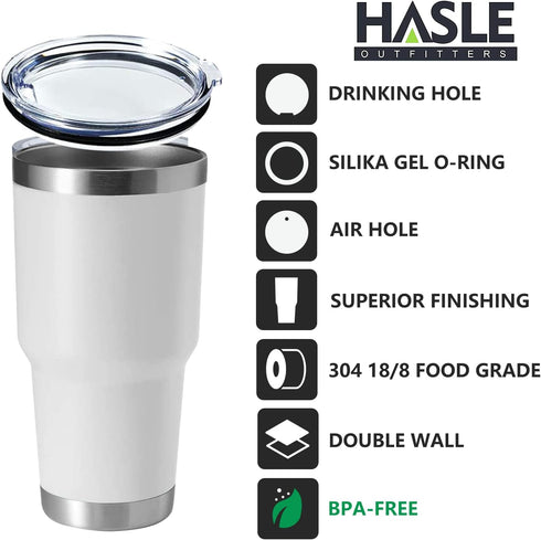HASLE OUTFITTERS 30oz Stainless Steel Tumbler, Double Wall Vacuum Insulated Travel Mug Tumbler, Durable Insulated Coffee Mug, Gift Box Set (White,...