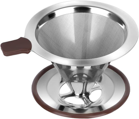 Pour Over Coffee Dripper, Reusable Paperless Coffee Filter,Professional Stainless Steel Drip Cone Brew Coffee Strainer,Upgraded Double Micro Mesh ...