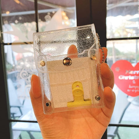 2 Pieces Vertical Transparent Coin Pouch Wallet Pouch with Snap Card Holder Card Business Card Case Lipstick Storage Bag...