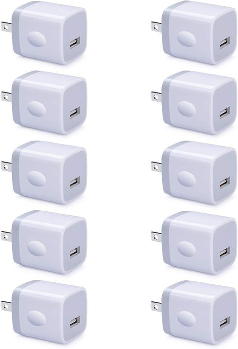 USB Wall Plug 10 Pack, UorMe 1A 5V Single Port Wall Charger Power Adapter Cube Block Box for iPhone SE 14 Plus 13 12 Pro Xs XR X, Samsung Galaxy A...