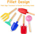 Beach Toys for Kids, 6 Pcs 8'' Kids Gardening Tools Sand Toys Set, Metal Garden Tools with Sturdy Wooden Handle, Cylinder, Spoon, Fork, Rake, Flat...