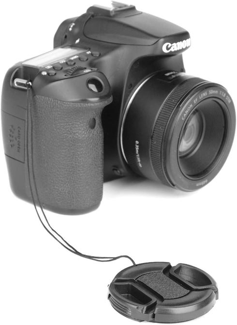 ChromLives 58mm Lens Cap with Lens Cap Leash Hole Bundle Compatible with Nikon Canon DSLR Cameras (58mm)- 4 Pack...
