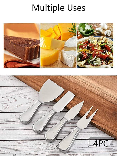 20 Pcs Spreader Knife Set Cheese Butter Spreader Knife Cheese Slicer Knife Stainless Steel Blade with Porcelain and Wooden Handles Mini Serving To...
