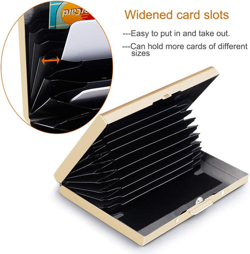 EASTNIGHTS RFID Credit Card Holder Protector Metal Credit Card Wallet Business Card Holder for Men Women Gift Box Package (Gold)...