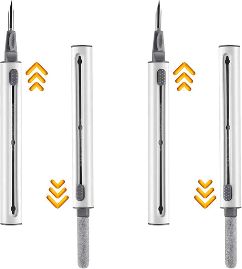 2 Pack 3 in 1 Multi-Function Pen Shape Earbuds Cleaning Kit with Soft Brush Flocking Sponge for Headphones, Charging Case, Computer, Camera and Ph...