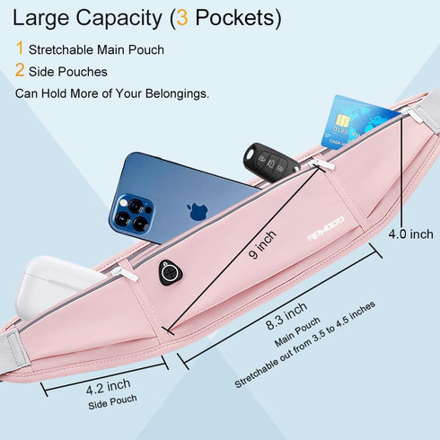 Running Belt Fanny Packs for Women, Water Resistant Large Capacity Waist Pack for iPhone 15 14 13 Samsung, Lightweight Running Phone Holder?Slim M...