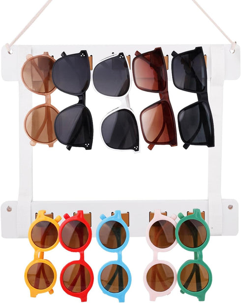 Sunglasses Organizer Wood Storage Eye Glasses Holder for Home Wall Mounted,Sunglasses Rack Home Wall Hanging Storage Organizer (2pcs White)...