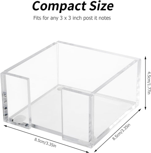 Acrylic Sticky Note Holder, 3 x 3 Crystal Clear Acrylic Notepad Holder Acrylic Sticky Note Dispenser for Dorm Room and Office Desk Organizer...