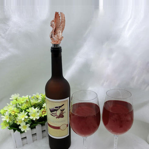 Wine Bottle Stopper, Pink Swan Stainless Steel Wine Saver Reusable Wine Cork Silicone Wine Stopper...