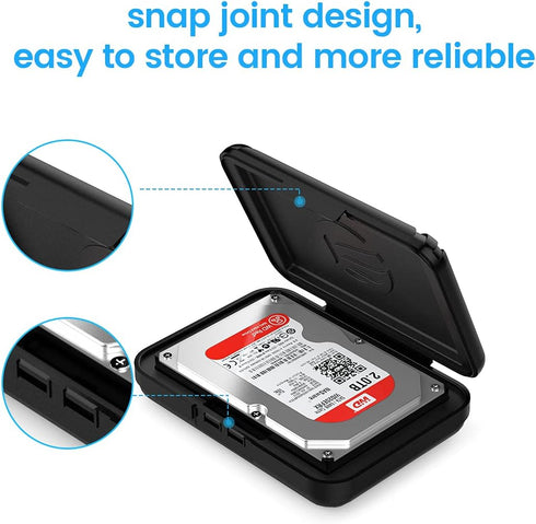 ORICO Hard Drive Case 3.5 inch HDD Storage Carrying Case Anti-Static and Shockproof External Hard Drive Portable Case, Compatible with WD, Seagate...