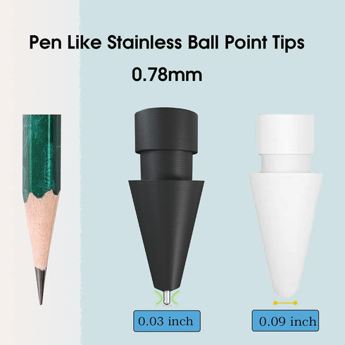 4 Pcs Upgraded (Pen Like) Pencil Tips fits for Apple 2nd Gen iPad Pro Pencil,0.78mm No Wear Out Fine Point Precise Control Apple Pen Tip,Longer Ti...