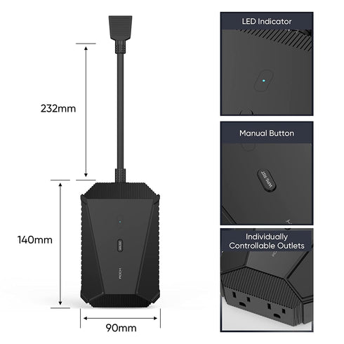 Outdoor Smart WiFi Plug, 2.4 GHz Wi-Fi Timer with 2 Grounded Outlet Wireless Remote Control by App, Compatible with Alexa, Google Assistant & IFTT...