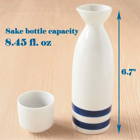 Janome Mino-Yaki Sake Set, 8 oz Bottle & 2 Cups, Tokkuri & Ochoko, Traditional Japanese Ware...