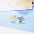 CZ Bee Daisy Flower Asymmetric Sterling Silver Tiny Small Stud Earrings for Women Teen Girls Cartilage Tragus Sensitive Ear Fashion Animal Cute Mi...