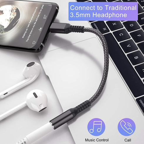 Elebase USB Type C to 3.5mm Adapter,1/8 Inch Headphone Jack Audio Aux Converter for Samsung Galaxy Z Fold Flip,S22 S23 S24,Note 10 20,Tab,iPhone 1...