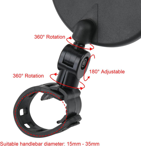 Cosmos 2 Pcs Bike Mirror Cycling Rear View Mirror HD Glass Convex Mirror 360 Degree Adjustable Rotatable Bicycle Handlebar Mirror Wide Angle Safet...