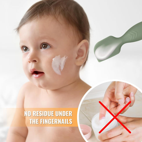 Diaper Cream Applicator Set - Soft Silicone Baby Butt Brush with Suction Base, Baby Butt Spatula, Mini Size, 4 Piece - Newborn Baby Essentials (Sa...