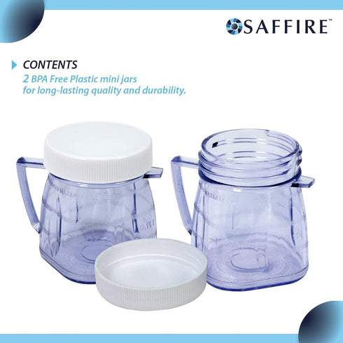 Replacement Mini 1-cup Plastic Jar by Saffire, fits most Oster Blenders (2 Pieces)...
