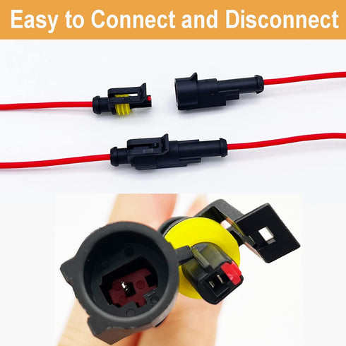 18 AWG 1 Pin Connector Waterproof Wire Connectors 1 Pin Automotive Electrical Connectors Quick Disconnect Wire Connectors with 18 Gauge Wire (10 K...
