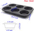 Muffin Pan 6 Cup Cupcake Baking Pan No Stick Carbon Steel Easy Clean...
