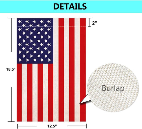 Burlap American 4th of July Garden Flag, United States Stars and Stripes Patriotic US Garden Flag, Double Sided, Perfect Decor for Outdoor Yard Po...
