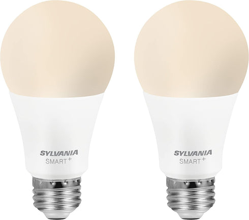 SYLVANIA Bluetooth Mesh LED Smart Light Bulb, One Touch Set Up, A19 60W Equivalent, E26, Soft White, Works with Alexa Only - 2 PK (75761)...