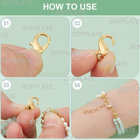 300Pcs Metal Claw Clasp Lobster Claw Clips Golden Swivel Lanyards Trigger Snap Alloy Mini Link Bulk Clip Findings for Jewelry Making Clasp DIY Bra...