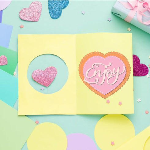 6 Styles Frame Metal Die Cuts Rectangle Die Cut Shapes Heart Cutting Dies for Card Making Different Shapes Metal Die Stencils Circle Embossing Tem...