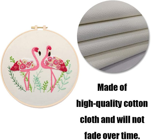YANCAIYUNL Embroidery Kit for Beginners Flamingo Cross Stitch Embroidery Starter Kit DIY Handmade Needlework for Adults Beginner Tool Kit...