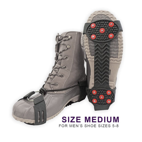 Ice Gripster Treads Nonslip Traction Cleats for Snow and Ice, Anti-Slip Overshoe Crampons with Adjustable Cinch Cord, 10 Carbon Steel Studs for Se...