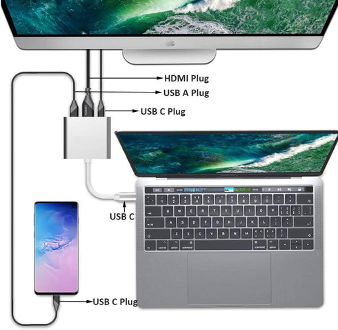 USB C to HDMI Adapter, USB-C Digital AV Multiport Adapter 4K HDMI Video Output USB 3.0 PD Charging Converter Hub Thunderbolt 3/4 Compatible with i...
