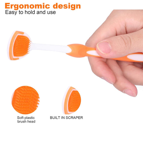 Tongue Scraper, Tongue Cleaning Brush Care, Plastic Tongue Scraper Travel Portable Freshen Breath Tongue Brush Cleaner for Oral Care...