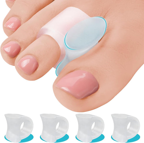5 STARS UNITED Big Toe Spacers for Men & Women – 4 Gel Separators for Overlapping & Curled Toes, Bunions, Alignment - Diabetic Foot Care, Silicone...