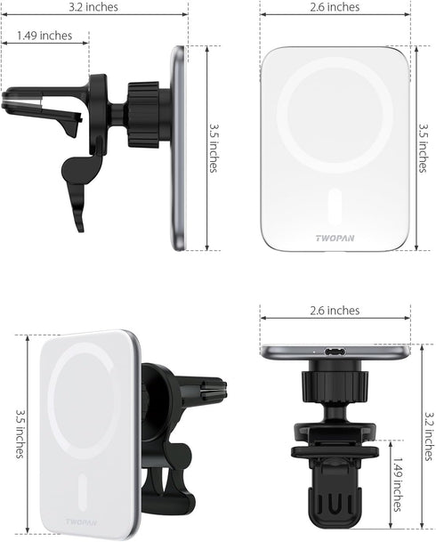 Magnetic Wireless Car Mount Charger, Qi Charging iPhone Wireless Car Charger Mag-Safe Phone Holder Charger Vent for iPhone 15/14/13/12 (No Cable)....