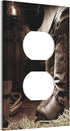 American West Themed Boots 1 Gang Outlet Covers Decorative Single Duplex Wall Plate Receptacle Switchplate Western Wood Barn Plank Farmhouse Count...