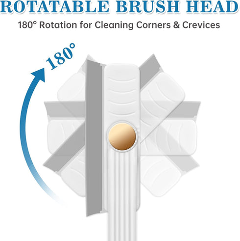 NiHome Multifunctional Rotating Crevice Cleaning Brush for Bathroom, Gap Cleaning Brushes w/Silicone Squeegee for Window, Flexible Bristles for Ba...
