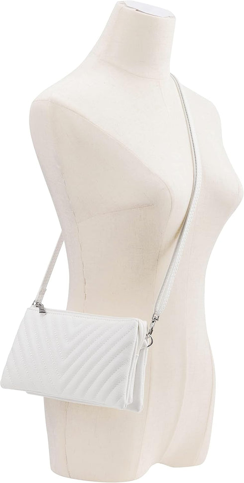 B BRENTANO Vegan Leather Multi-Pocket Crossbody Purse/Clutch with Card Slots, Removable Wristlet & Adjustable Shoulder Strap...
