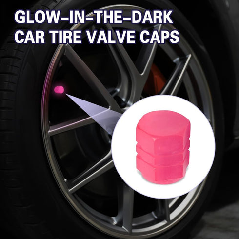 8PCS Tire Valve Caps, Tire Valve Stem Caps, Noctilucous Tire Air Caps Cover Fluorescent Glow in The Dark, Illuminated Auto Wheel Valve Stem Cap Ca...