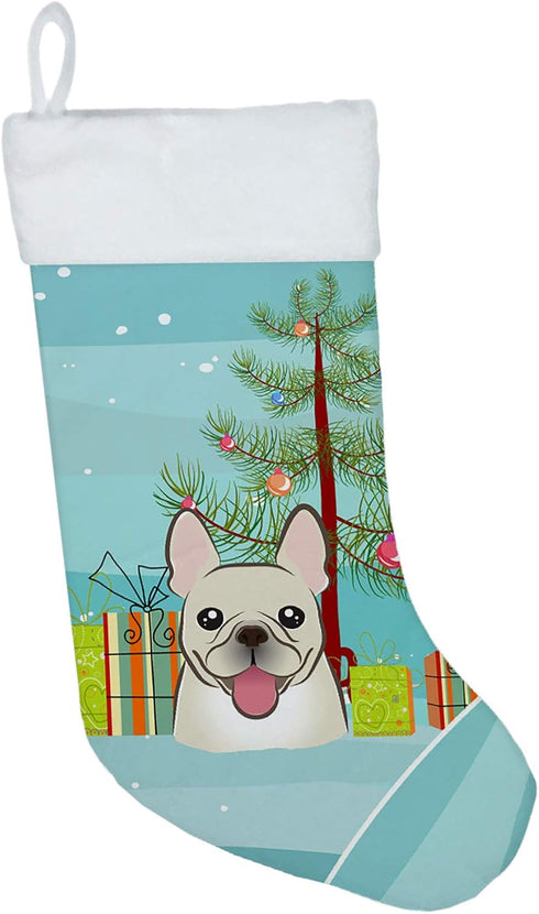 Caroline's Treasures BB1610CS Christmas Tree and French Bulldog Christmas Stocking Fireplace Hanging Stockings Christmas Season Party Decor Family...