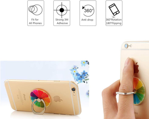 Crystal Flower Fruit Shape Ring Stent 360°Rotation Finger Ring Grip Cell Phone Ring Holder Stand (Strawberry)...
