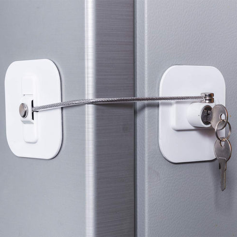 Fridge Lock,Refrigerator Locks,Freezer Lock with Key for Child Safety,Locks to Lock Fridge and Cabinets,White Fridge Lock...