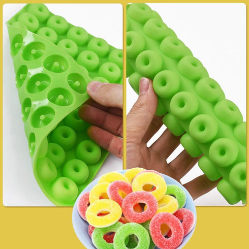 Newk Mini Donut Silicone Candy Mold, 4 Packs 48-Cavities Gummy Ring Molds with 2 Droppers, Nonstick Food Grade Mold for Candies, Chocolate, Ring G...