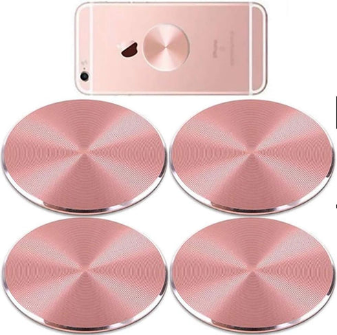 SALEX Cute Pink Metal Plates Set 4 Pack for Magnetic Car Mount. Kit of 4 Rose Gold Round Discs Without Holes for Phone Holder, Case. Strong 3M Adh...